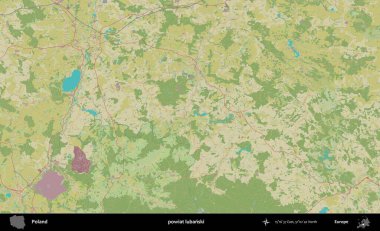 Lubanski İlçesi. Bir OpenStreetMap İnsani Haritası üzerinde Polonya 'nın idari alanı