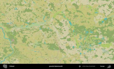 Lubartowski İlçesi. Bir OpenStreetMap İnsani Haritası üzerinde Polonya 'nın idari alanı
