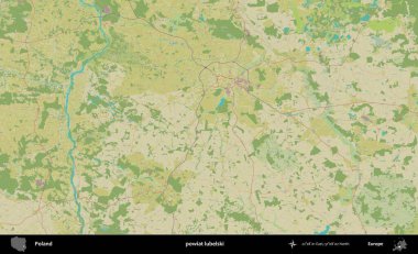 Lubelski İlçesi. Bir OpenStreetMap İnsani Haritası üzerinde Polonya 'nın idari alanı