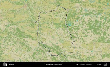 Lubelskie Eyaleti. Polonya 'nın idari alanı bir OpenStreetMap İnsani Harita stil haritasında özetlendi