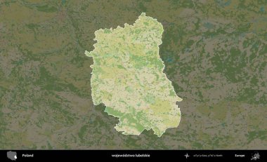 Lubelskie Eyaleti. Polonya 'nın idari alanı karanlık bir OpenStreetMap İnsani Haritası' na vurgulandı ve özetlendi