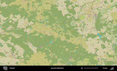 Lubliniecki İlçesi. Bir OpenStreetMap İnsani Haritası üzerinde Polonya 'nın idari alanı