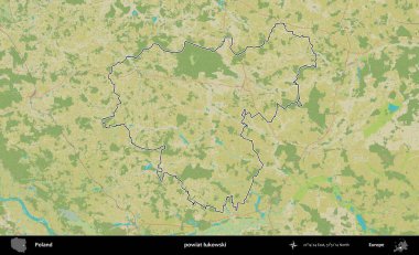 Lukowski İlçesi. Polonya 'nın idari alanı bir OpenStreetMap İnsani Harita stil haritasında özetlendi