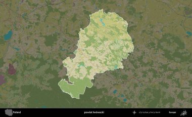 Lwowecki İlçesi. Polonya 'nın idari alanı karanlık bir OpenStreetMap İnsani Haritası' na vurgulandı ve özetlendi