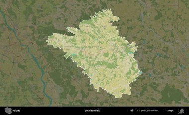 Minski İlçesi. Polonya 'nın idari alanı karanlık bir OpenStreetMap İnsani Haritası' na vurgulandı ve özetlendi