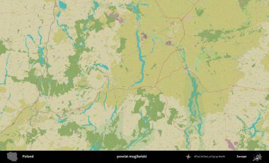 Mogilenski İlçesi. Bir OpenStreetMap İnsani Haritası üzerinde Polonya 'nın idari alanı