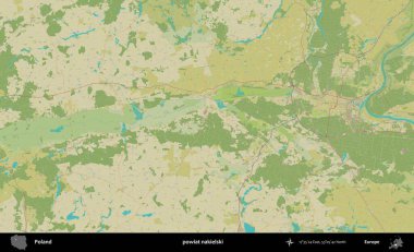 Nakielski İlçesi. Bir OpenStreetMap İnsani Haritası üzerinde Polonya 'nın idari alanı