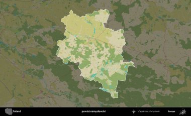 Namyslowski İlçesi. Polonya 'nın idari alanı karanlık bir OpenStreetMap İnsani Haritası' na vurgulandı ve özetlendi