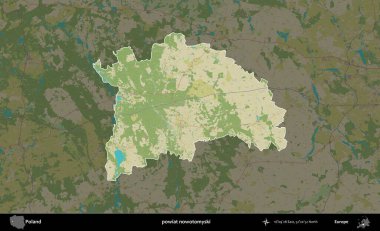 Nowotomyski ilçesi. Polonya 'nın idari alanı karanlık bir OpenStreetMap İnsani Haritası' na vurgulandı ve özetlendi