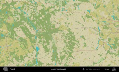 Nowotomyski ilçesi. Bir OpenStreetMap İnsani Haritası üzerinde Polonya 'nın idari alanı