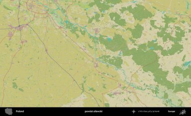 Olawski İlçesi. Bir OpenStreetMap İnsani Haritası üzerinde Polonya 'nın idari alanı