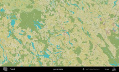 Olecki ilçesi. Bir OpenStreetMap İnsani Haritası üzerinde Polonya 'nın idari alanı