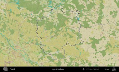 Olesnicki İlçesi. Polonya 'nın idari alanı bir OpenStreetMap İnsani Harita stil haritasında özetlendi