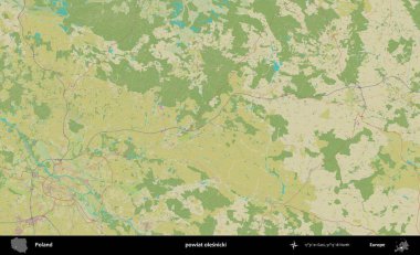 Olesnicki İlçesi. Bir OpenStreetMap İnsani Haritası üzerinde Polonya 'nın idari alanı