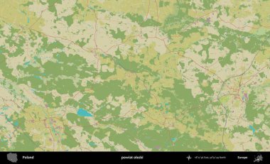 Oleski İlçesi. Bir OpenStreetMap İnsani Haritası üzerinde Polonya 'nın idari alanı