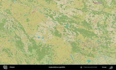 Opolskie Eyaleti. Bir OpenStreetMap İnsani Haritası üzerinde Polonya 'nın idari alanı