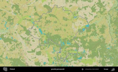 Parczewski İlçesi. Polonya 'nın idari alanı bir OpenStreetMap İnsani Harita stil haritasında özetlendi