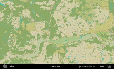 Pilski İlçesi. Bir OpenStreetMap İnsani Haritası üzerinde Polonya 'nın idari alanı