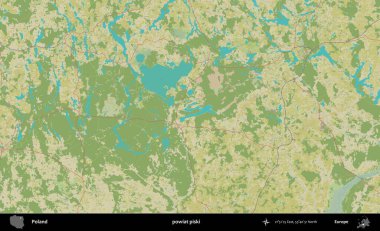 Piski İlçesi. Bir OpenStreetMap İnsani Haritası üzerinde Polonya 'nın idari alanı