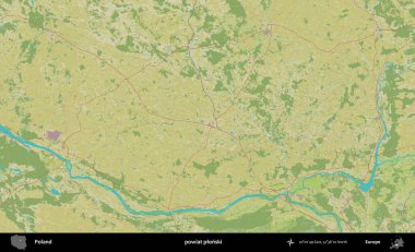 Plonski İlçesi. Bir OpenStreetMap İnsani Haritası üzerinde Polonya 'nın idari alanı