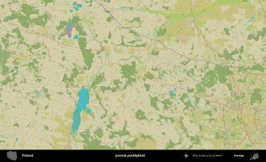 Poddebicki İlçesi. Bir OpenStreetMap İnsani Haritası üzerinde Polonya 'nın idari alanı