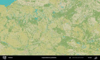 Podlaskie Eyaleti. Bir OpenStreetMap İnsani Haritası üzerinde Polonya 'nın idari alanı