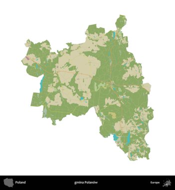 Polanow Komünü. Polonya idari bölgesi bir OpenStreetMap İnsani Haritası haritasında beyaza izole edildi