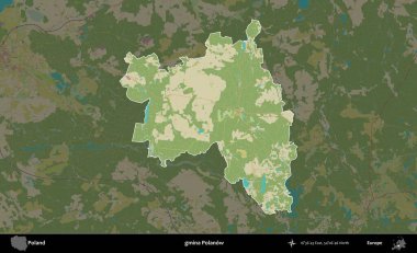 Polanow Komünü. Polonya 'nın idari alanı karanlık bir OpenStreetMap İnsani Haritası' na vurgulandı ve özetlendi