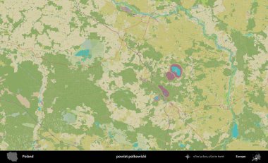Polkowicki ilçesi. Bir OpenStreetMap İnsani Haritası üzerinde Polonya 'nın idari alanı