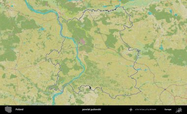 Pulawski İlçesi. Polonya 'nın idari alanı bir OpenStreetMap İnsani Harita stil haritasında özetlendi