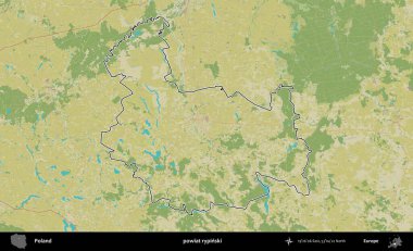 Rypinski İlçesi. Polonya 'nın idari alanı bir OpenStreetMap İnsani Harita stil haritasında özetlendi