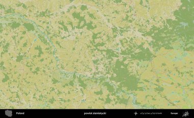 Siemiatycki İlçesi. Bir OpenStreetMap İnsani Haritası üzerinde Polonya 'nın idari alanı