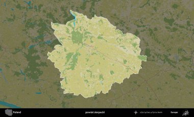 Sierpecki İlçesi. Polonya 'nın idari alanı karanlık bir OpenStreetMap İnsani Haritası' na vurgulandı ve özetlendi