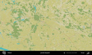 Sierpecki İlçesi. Bir OpenStreetMap İnsani Haritası üzerinde Polonya 'nın idari alanı