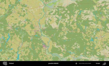 Slubicki İlçesi. Bir OpenStreetMap İnsani Haritası üzerinde Polonya 'nın idari alanı