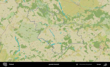 Sremski İlçesi. Polonya 'nın idari alanı bir OpenStreetMap İnsani Harita stil haritasında özetlendi
