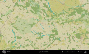Sremski İlçesi. Bir OpenStreetMap İnsani Haritası üzerinde Polonya 'nın idari alanı