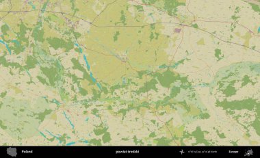 Sredzki İlçesi. Bir OpenStreetMap İnsani Haritası üzerinde Polonya 'nın idari alanı