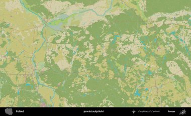 Sulecinski İlçesi. Bir OpenStreetMap İnsani Haritası üzerinde Polonya 'nın idari alanı