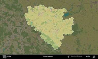 Swidnicki ilçesi. Polonya 'nın idari alanı karanlık bir OpenStreetMap İnsani Haritası' na vurgulandı ve özetlendi