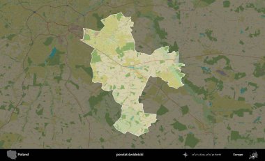Swidnicki ilçesi. Polonya 'nın idari alanı karanlık bir OpenStreetMap İnsani Haritası' na vurgulandı ve özetlendi