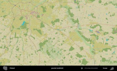 Swidnicki ilçesi. Bir OpenStreetMap İnsani Haritası üzerinde Polonya 'nın idari alanı