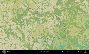 Swidwinski İlçesi. Polonya 'nın idari alanı bir OpenStreetMap İnsani Harita stil haritasında özetlendi