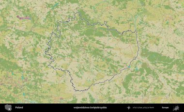 Swietokrzyskie Eyaleti. Polonya 'nın idari alanı bir OpenStreetMap İnsani Harita stil haritasında özetlendi