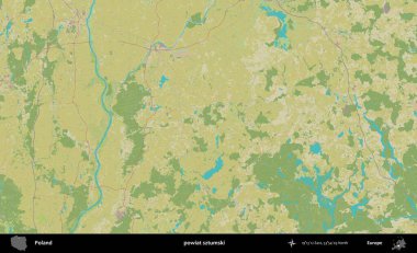 Sztumski İlçesi. Bir OpenStreetMap İnsani Haritası üzerinde Polonya 'nın idari alanı
