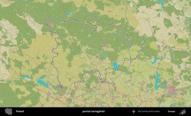 Tarnogorski ilçesi. Polonya 'nın idari alanı bir OpenStreetMap İnsani Harita stil haritasında özetlendi