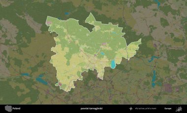 Tarnogorski ilçesi. Polonya 'nın idari alanı karanlık bir OpenStreetMap İnsani Haritası' na vurgulandı ve özetlendi