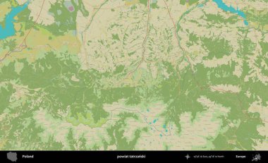 Tatrzanski İlçesi. Bir OpenStreetMap İnsani Haritası üzerinde Polonya 'nın idari alanı