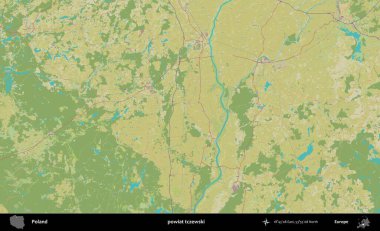 Tczewski İlçesi. Bir OpenStreetMap İnsani Haritası üzerinde Polonya 'nın idari alanı