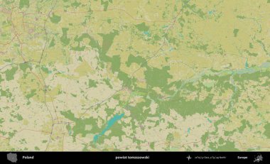 Tomaszowski İlçesi. Bir OpenStreetMap İnsani Haritası üzerinde Polonya 'nın idari alanı